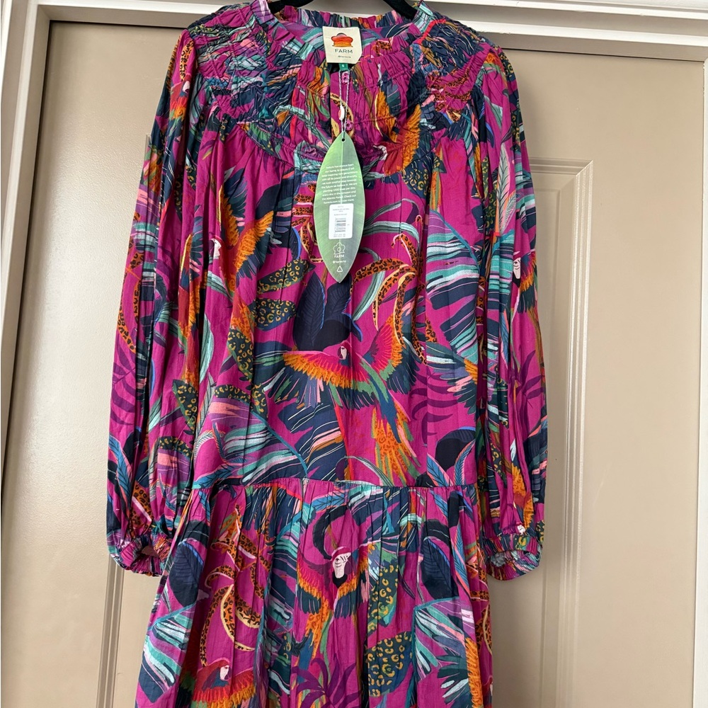 FARM Rio Rainbow Macaws Longsleeve Mini Dress - Picture 2 of 3
